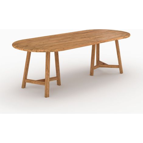 Table de jardin ovale en bois de teck recyclé 10 personnes - BORA