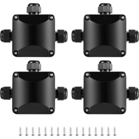 Caja de conexiones IP68, conector impermeable de 3 vías para cajas de conexiones exteriores, caja de conexiones eléctricas impermeable – Ø 5 mm – 10 mm/Negro