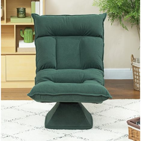 Sillón de suelo giratorio 360°, respaldo reclinable 5 posiciones, plegable, verde DESVIAE (1/5)