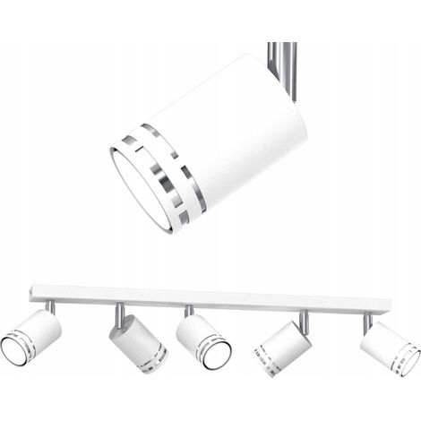 LÁMPARA DE TECHO CROMADA BLANCA MÓVIL LED GX53 REFLECTOR PUNTO PULIDO (1/5)