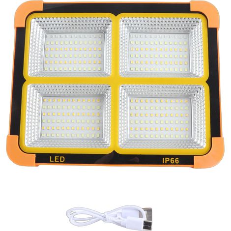 Ortviai Lampe de travail solaire portable LED 200 W, 15000 lm, batterie 4800 mAh, 4 modes, étanche IP66