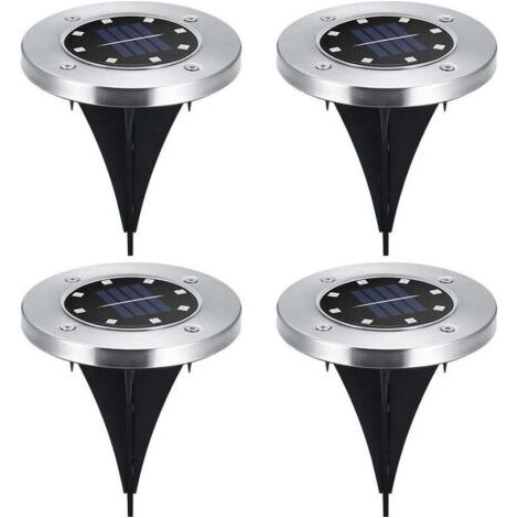 Lot de 4 disques solaires à LED spots de jardin à planter