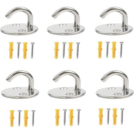 Piezas Gancho de techo Gancho de acero inoxidable para atornillar Gancho de techo Suspensión Gancho de montaje para atornillar Gancho de fijación de 5 mm (1/5)