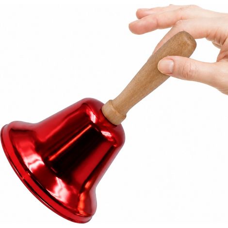Clochettes de Noël à poignée en bois, hochet en métal pour table, cheminée, décoration de Noël de style champêtre, rouge (1/5)