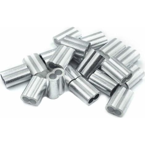 [NON UTILIZZATO] 20 manicotti a crimpare in alluminio con estremità doppie, ghiere in alluminio da 4,0 mm, clip a crimpare, manicotti a pressione, manicotti a crimpare, connettori per cavi metallici (1/4)