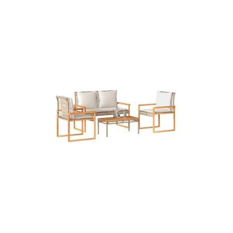 Salon de jardin avec coussins 4pcs mélange beige résine tressée (1/5)
