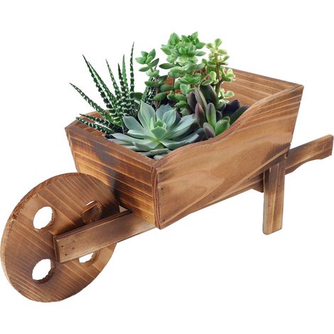Chariot créatif en bois avec pot de fleurs, combinaison de plantes succulentes, décoration de vitrine de magasin (1/5)