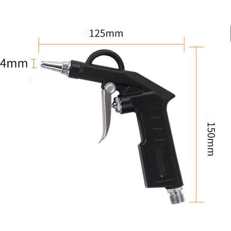 Pistolet de soufflage Ulisem 1/4 pour compresseur d'air max. 6 bar – buse Ø 4 mm – buse courte 25 mm – outil de nettoyage pneumatique – noir (1/4)