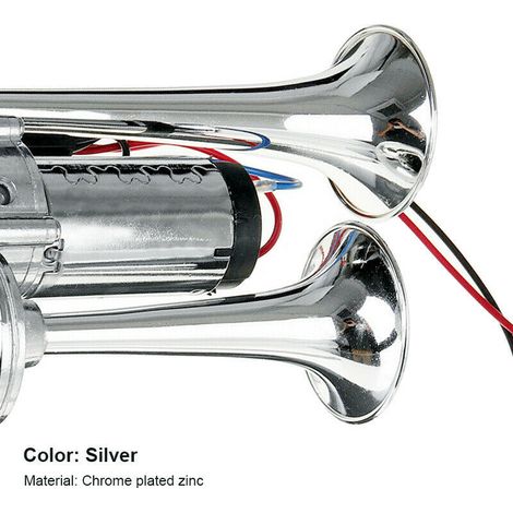 Klaxon pneumatique double 12V 600DB à haut niveau sonore, kit de klaxon électrique à trompette pour gros camions et bus (1/5)