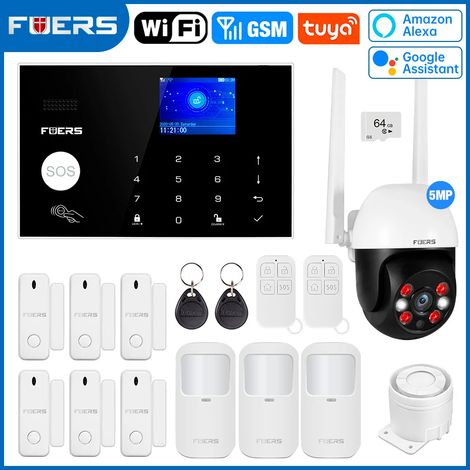 (Pack 7) Système d'alarme de sécurité domestique sans fil Wi-Fi GSM, compatible avec le contrôle via application mobile (1/5)