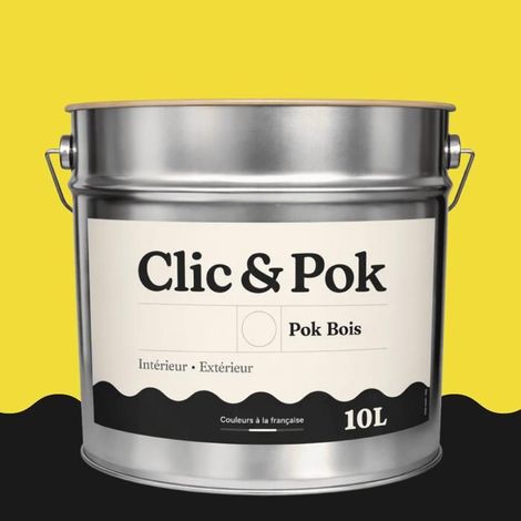 Peinture Bois Extérieur – POK BOIS - 10L - RAL 1016 - Jaune soufre- Résistante aux intempéries - Ne s'écaille pas (1/4)