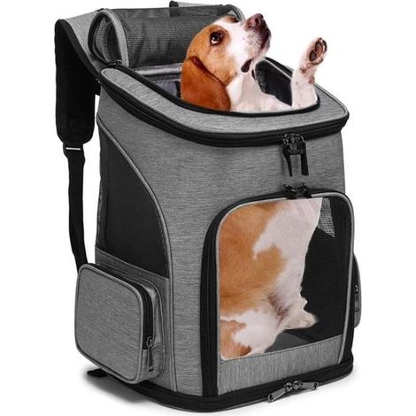 Hunderucksack, Katzenrucksack, Rucksack für Kleintiere, atmungsaktiv, faltbar, Tasche für Katzen und Hunde, Grau 93 (1/4)