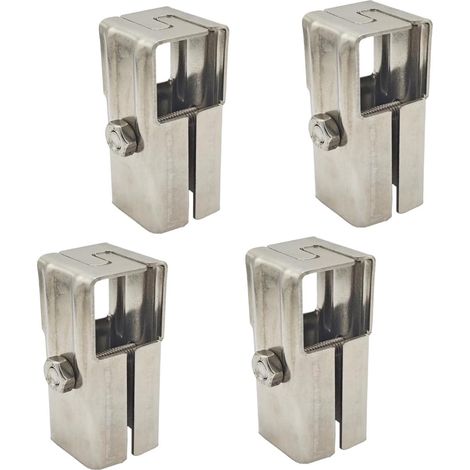 Juego de 4 conectores de tubo cuadrado, abrazaderas en T de 2 vías para tubos cuadrados de 25 x 25 mm. (1/4)