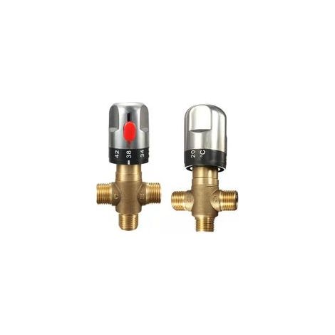 Standard-Thermostatarmatur mit 1/2"-Keramikkartusche und Mischwassertemperaturregelung, Badaccessoires, 1 Stück - Crezuo