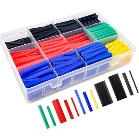 Gaine Thermorétractable Etanche, Tube Thermoretractables Ratio 2:1, Kit de Tube de Câble Thermorétractable d'Isolation Électrique pour Câble Electrique (5 Couleurs)， 328 Pièces (1/5)
