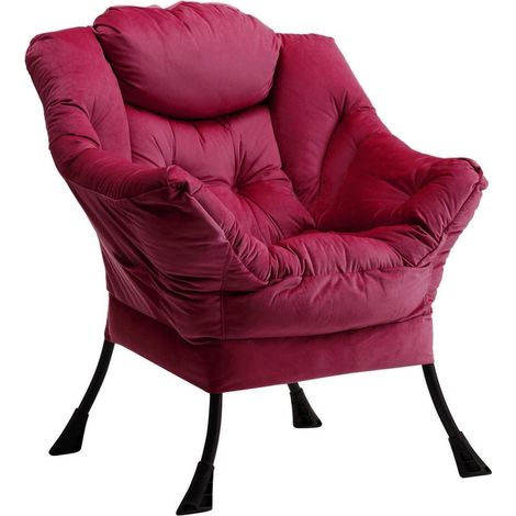 Ohrensessel Samt Rot mit Armlehnen und Seitentasche, Relaxsessel für Wohnzimmer (1/5)