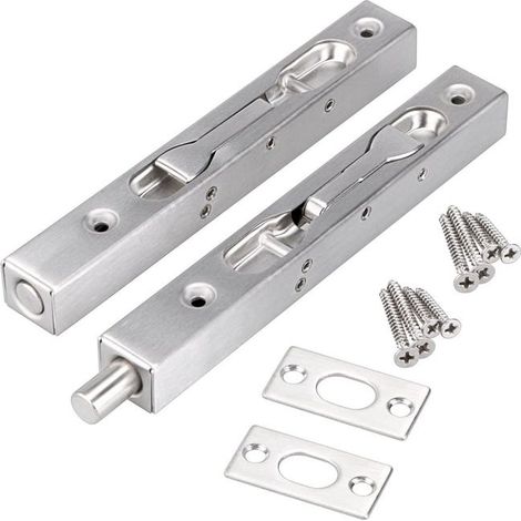 Serratura a scomparsa in acciaio inox, doppia apertura antifurto, 15 cm (2 serrature, argento) (1/5)