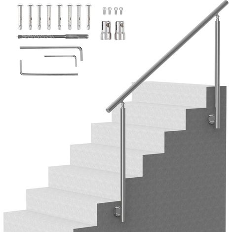 Rampe d'Escalier, 150 cm, Main Courante Escalier Extérieur de Transition Acier Inoxydable, Kit d'Installation, Montage Latéral, Barre Appui Double Colonne pour Personnes Âgées, Porche, Terrasse (1/5)