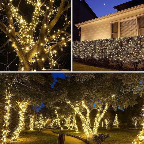 Chaîne lumineuse solaire extérieur,20M 200 LED Chaîne lumineuse solaire extérieur étanche,8 modes Chaîne lumineuse solaire blanc chaud pour décoration de jardin,terrasse,balcon [classe énergétique A + (1/4)