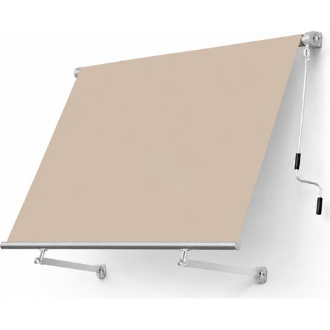 Tenda Da Sole Con Apertura Manuale Copertura Resistente In Poliestere 280G Schermatura Solare Retrattile Per Spazi Outdoor Balcone Veranda E Terrazzo 250x250x50 Cm Beige (1/5)