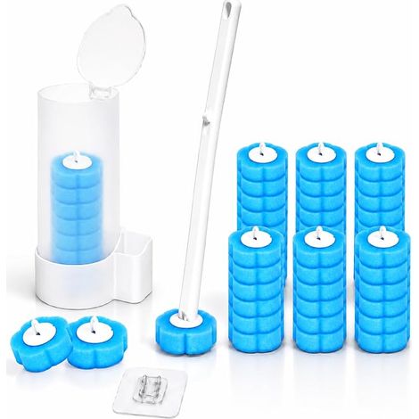Toilet Brush Cleaning Kits Extended Handles Includes Replaceable Brush Heads Suitable for Toilets and Bathrooms Blue (1/5)