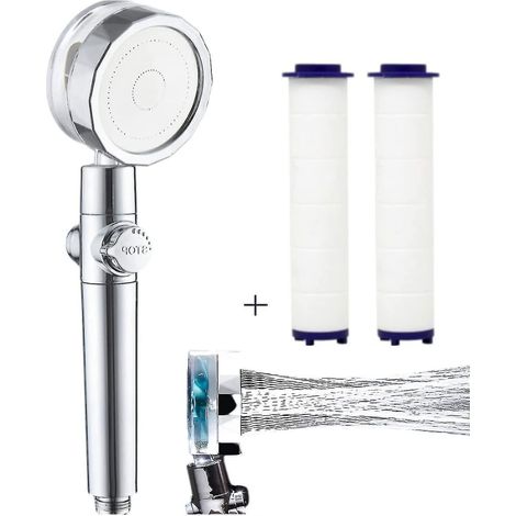 Pommeau de douche haute pression avec filtre, pommeau de douche pour eau dure, pommeau de douche puissant pour basse pression, pommeau de douche turbo spa avec réglage de la pression d'eau (1/5)