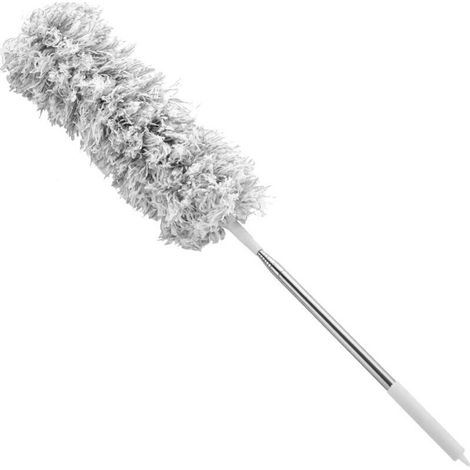 YMYNY Washable Telescopic Duster, Long Extendable up to 2.45 m, with Telescopic Rod and Bendable, Cobweb Broom for High Ceilings, Ceiling Fan, Spider Webs, Corner Broom Grey (1/4)