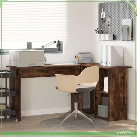 Bureau - ABI - Chêne fumé - 142 x 102 x 73 cm - Bois d'ingénierie - Durable (1/5)
