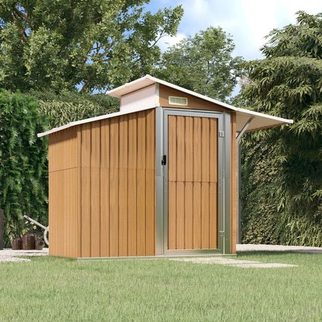 vidaXL Capanno da Giardino Marrone 270x130x208,5 cm Acciaio (1/5)