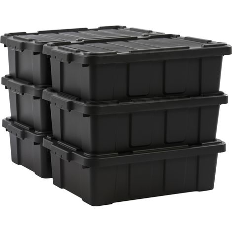 Iris Ohyama Heavy Duty Organisation Boxes, 25L, 6er-Set, Rot, Kompakt, Robust, Stapelbar, Aufbewahrungsbox, Für Garage, Regale, Umzug, Plastik, Utility, Werkzeugkiste, DDSKT-230