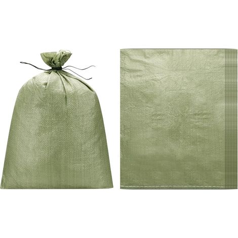 Lot de 10 sacs de sable robustes (59,9 x 97 cm, gris) (10 pièces), sacs de sable vides en polypropylène tissé, sacs de sable pour inondation, construction, sacs de terre (1/5)