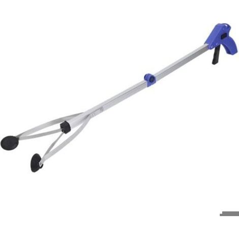 Outil ramassage déchets à pince pliable bleu, ramasseur feuilles jardin (1/4)
