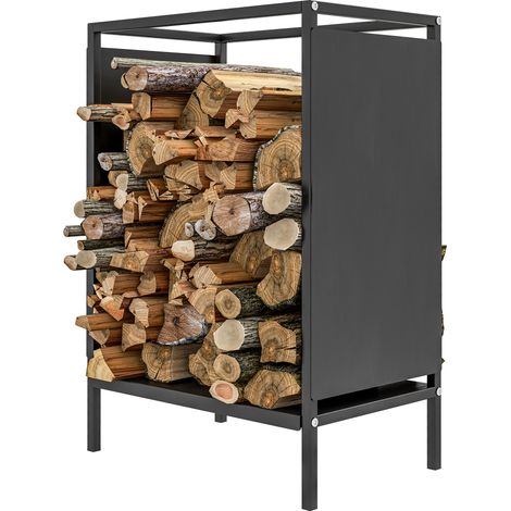 Range bûche interieur porte bûche de cheminée support de bois de chauffage pour intérieur extérieur 44x28x65 cm noir (1/5)