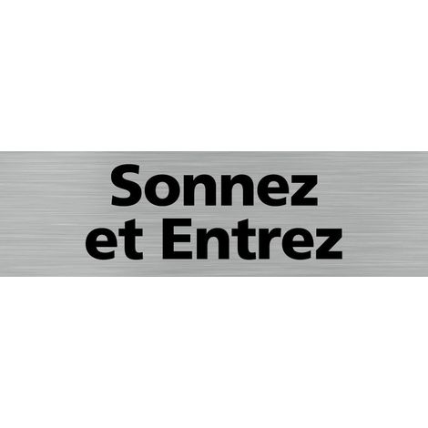 Pictogramme SONNEZ ET ENTREZ (Q0141).- Adhésif aspect aluminium brossé - (1/5)