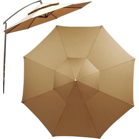 GARRYFIZH Parasol de terrasse à Double dessus de 2.7m, couverture de jardin en tissu de remplacement pour cour extérieure (auvent uniquement) (1/5)