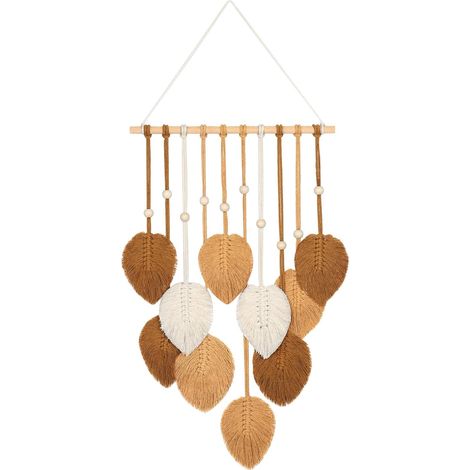Macramé Tenture Murale Boho Déco, Tapisserie Tenture Murale Macramé Tapisserie avec Feuilles Vertes pour Chambre Chambre D'enfants (Kaki) (1/5)