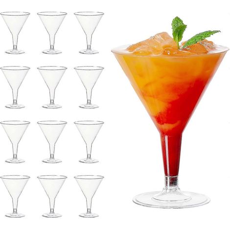 Pour 96 verres à martini en plastique de qualité supérieure pour cocktails et desserts (nombre de photos uniquement) (1/3)