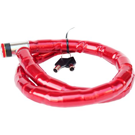 Antivol de vélo à câble spiralé rouge, étanche et résistant à la rouille, facile à transporter, universel. (1/5)