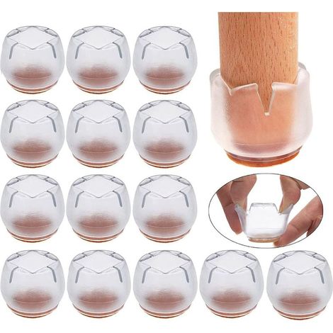 16 Pièces Protection Pied de Chaise, 22-25mm Rond Tampon Chaise, Protege Pied de Chaise Silicone pour Protéger Le Sol des Rayures et du Bruit, Embout Pied de Chaise (1/4)