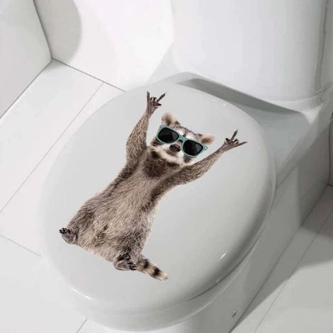 Stickers De Chats 3D, Décoration du Foyer De Toilettes De Chat Mignon Stickers Muraux De Salle De Bains Étanche Amovible Mur Animal Affiche30 x 20CM (1/4)