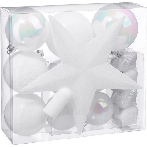 Kit 18 Pièces Déco de Noël "Colorama" 23cm Blanc (1/2)