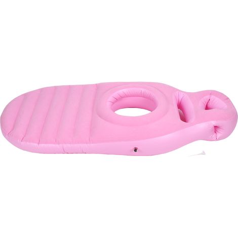 Oreiller gonflable intégral avec trou pour le ventre, confortable et léger, en PVC, pour piscine, idéal pour le sommeil. Roseate. (1/5)