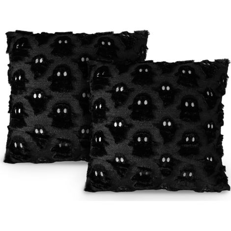 Federe Decorative per Halloween Set da 2 Pezzi 45x45 cm Nere (1/5)
