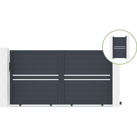 Schiebetor 3m CIMONE H.160cm Aluminium + Tor CIMONE H160 GRAU (1/5)