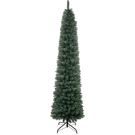 HOMCOM Albero di Natale Innevato in PVC Alto 225cm 624 Rami e Base Rimovibile (1/5)