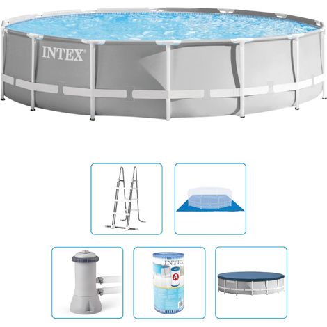 Piscine Intex Prism Frame - 427 x 107 cm - Ronde - Avec pompe de filtration + accessoires