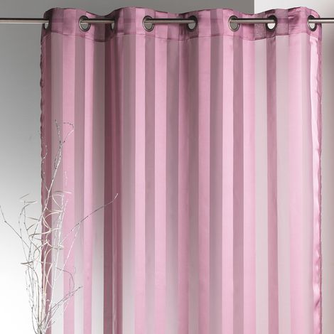 Voilage tissé à Rayures Vieux rose 140x250 cm