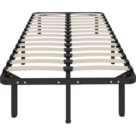 HOMCOM 3ft Single Bed Frame, Metal Platform Bed Frame with 2 x 14 Wood Slats (1/5)