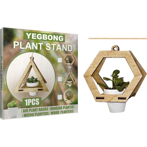 Jardinière suspendue géométrique en bois, décoration d'intérieur, conteneur végétal (1/4)