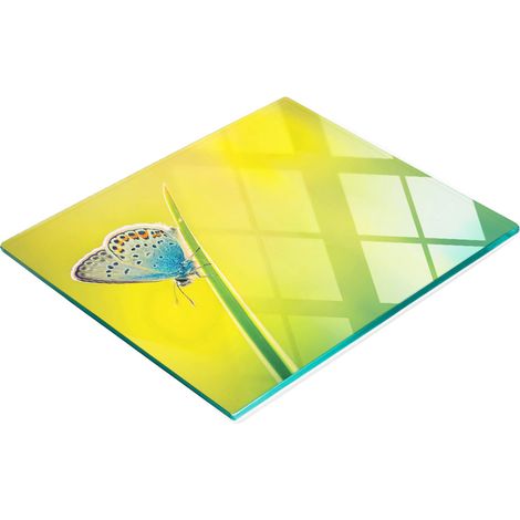Tabla de cocina de vidrio templado duradera y elegante con estampado de mariposas, 60x52 cm.